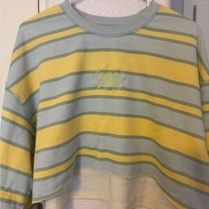 BDG cropped Blue and Yellow Striped Crewneck